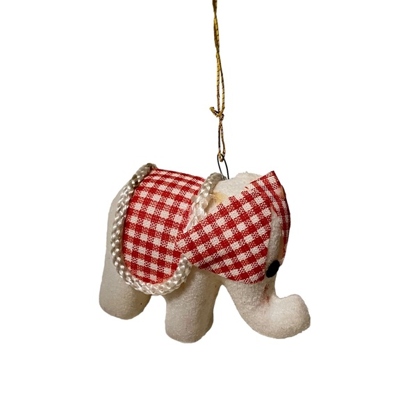 Vintage Flocked White Elephant Christmas Ornament - Picture 2 of 5
